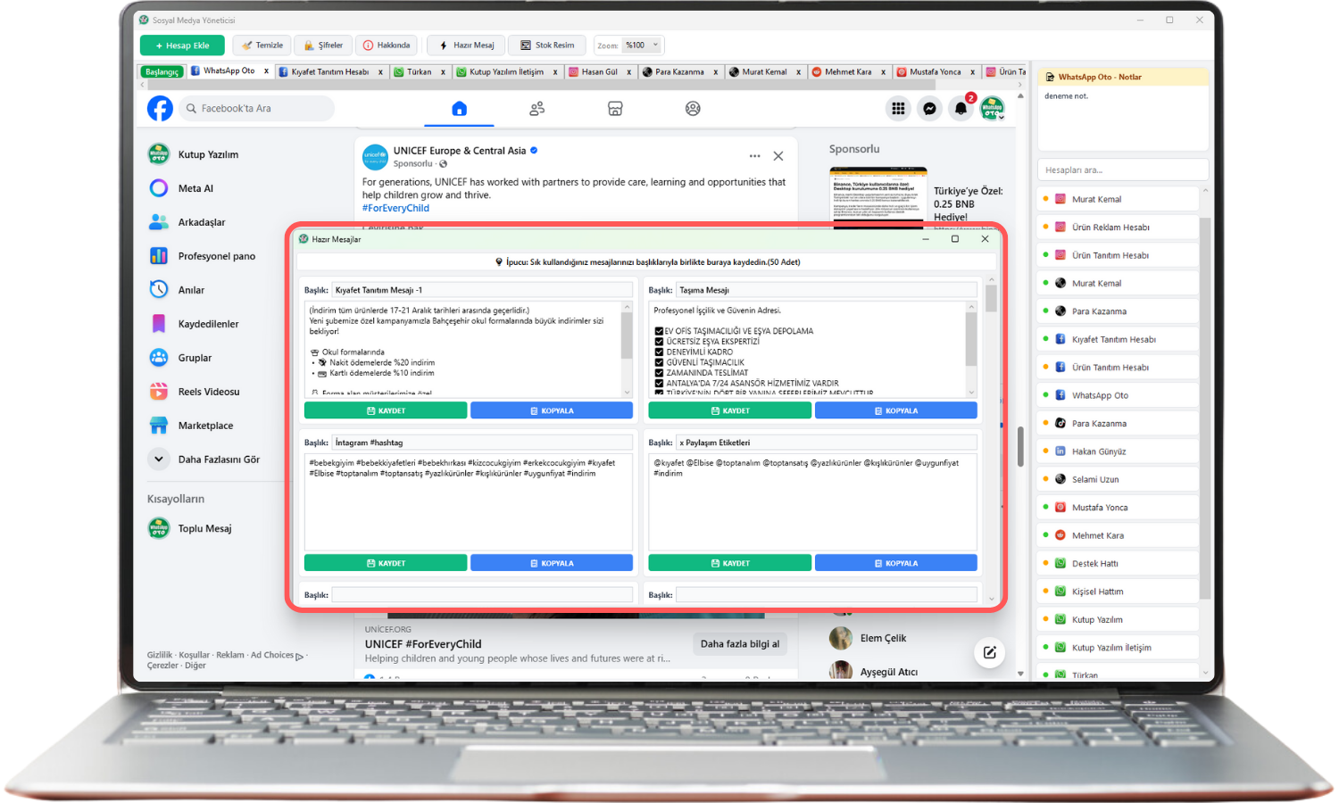 Sosyal Medya Yönetimi Programı 17 Sosyal Medya Yönetimi Programı Kaydedilen Hazır Mesajlar