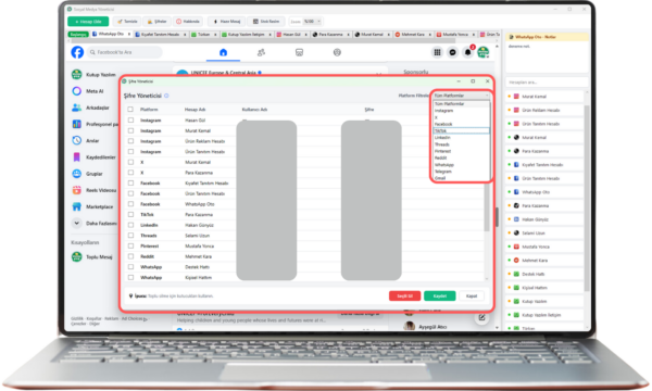 Sosyal Medya Yönetimi Programı 10 Sosyal Medya Yönetimi Programı Kaydedilen Şifreler