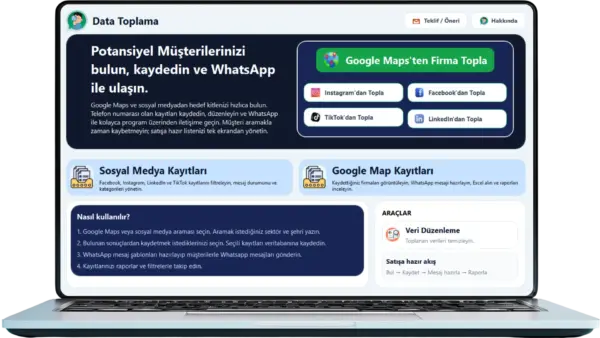 Google Maps ve Sosyal Medya Veri Toplama Programı