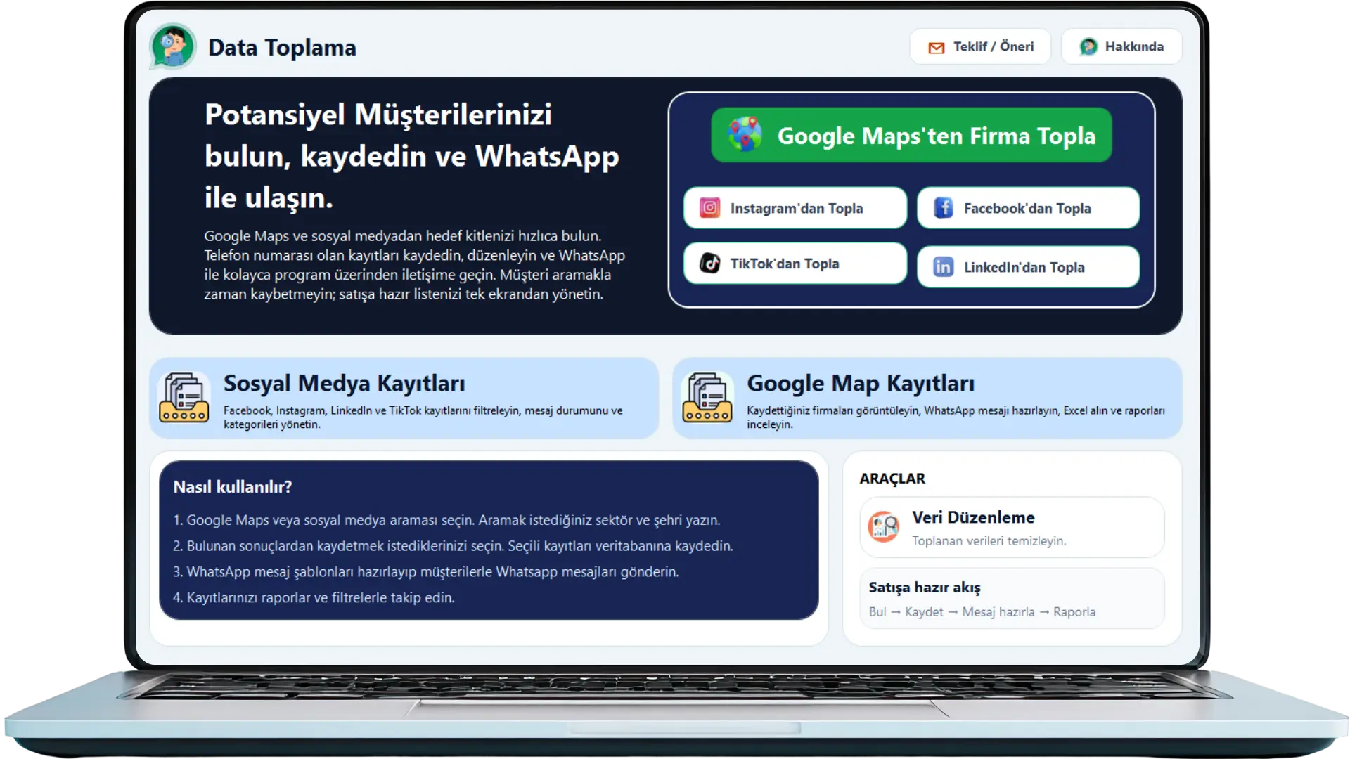 Google Maps ve Sosyal Medya Veri Toplama Programı