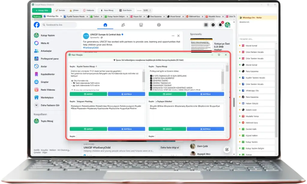 Sosyal Medya Yönetimi Programı Hazır Mesajlar