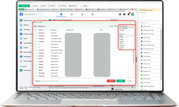 Sosyal Medya Yönetimi Programı Kaydedilen Şifreler